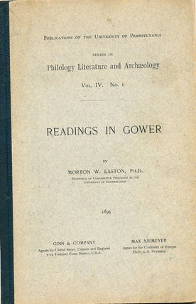 Item #7113 Readings in Gower. Morton W. Easton