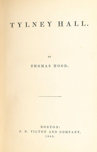 Item #8067 Tylney Hall. Thomas Hood.