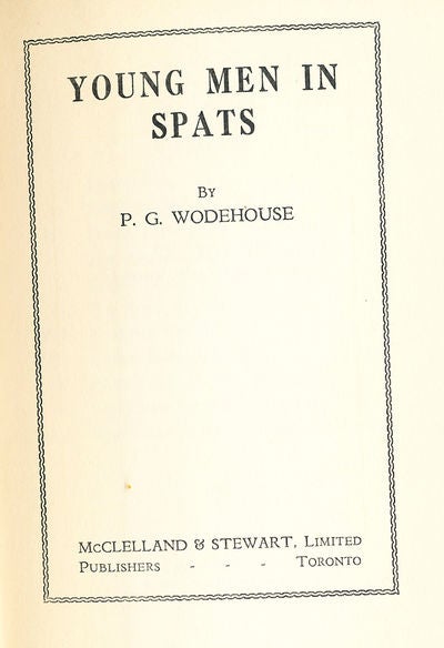 Item #8473 Young Men in Spats. P. G. Wodehouse.