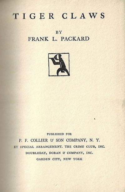 Item #9015 Tiger Claws. Frank L. Packard.